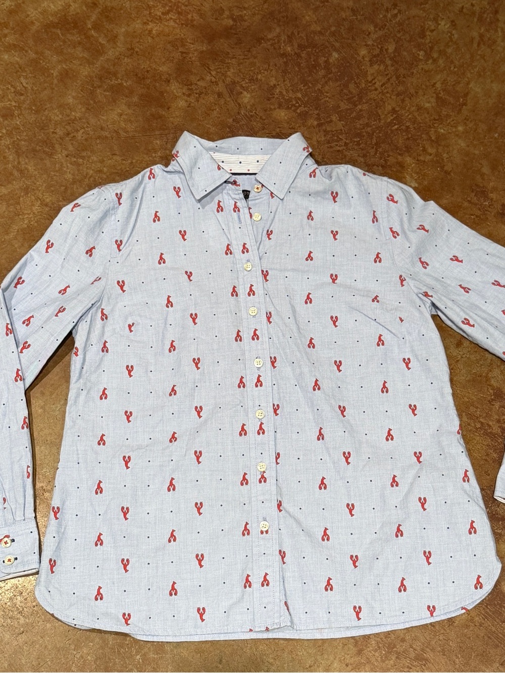 Talbots Button Down Shirt, Lobster Print, Petite